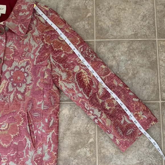 J.Jill Regency Jacquard Tapestry Floral Pink grandma playful jacket Medium - Picture 12 of 15